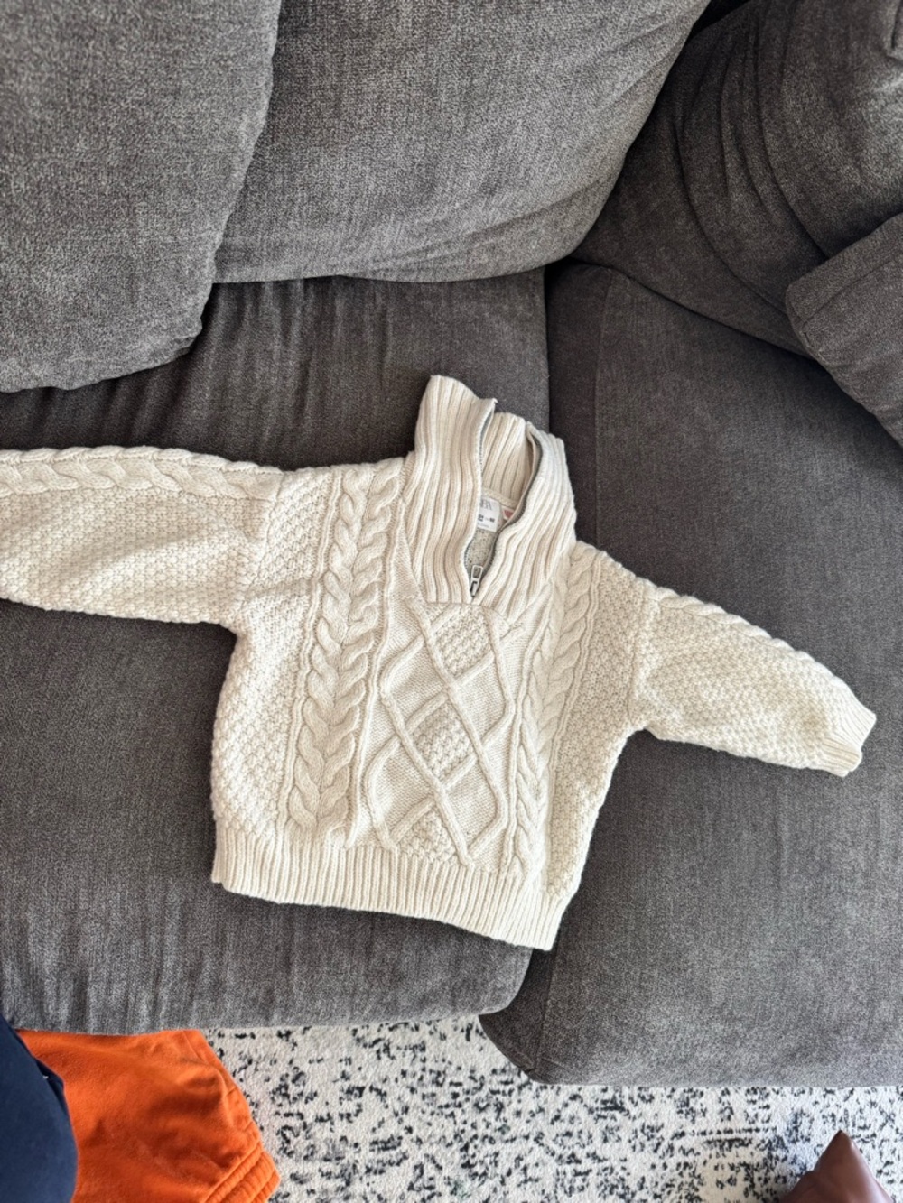 Zara Kids Off-White Cable Zip Cardigan